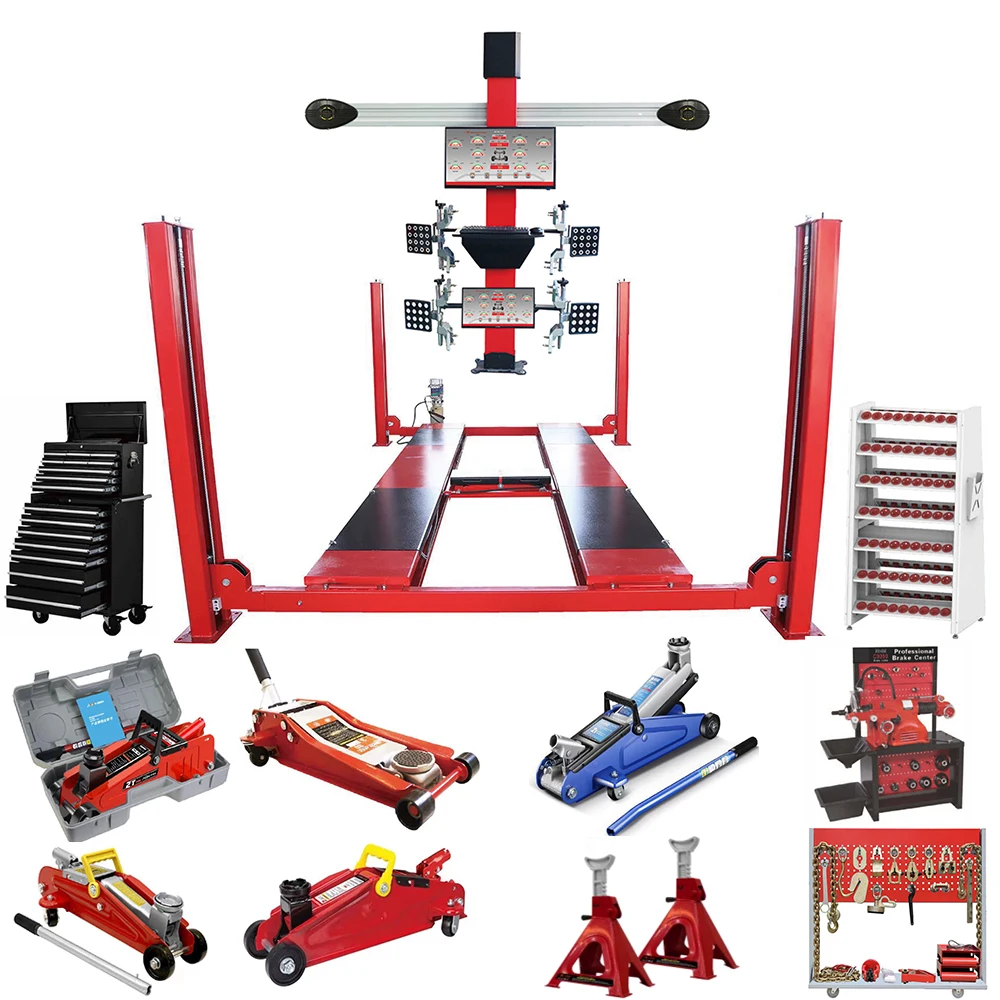 Professional Shanghai Factory Tyre Changer Wheel Balancer 4 Post Car Lift 3d Wheel Alignment Equipment Full Set for Car Workshop