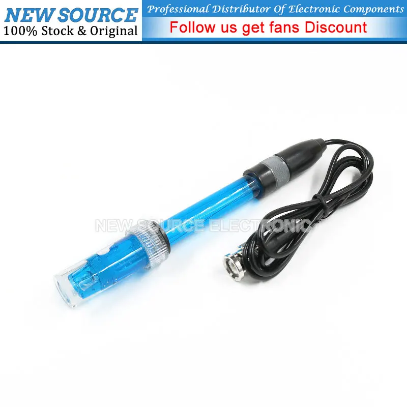 (1pcs) PH 0-14 Liquid PH Value Detection Regulator Sensor Module BNC PH Electrode Probe Balck Blue For Arduino Monitoring Meter