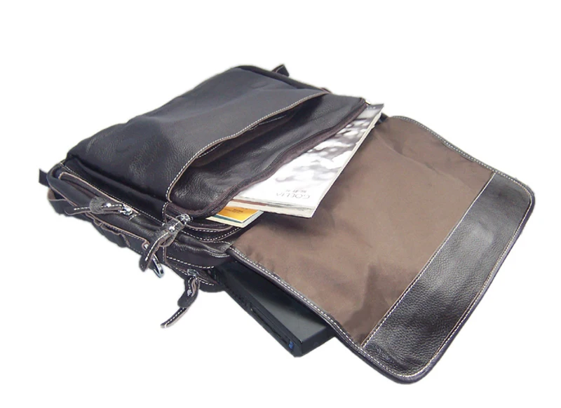 Fashion Genuine Leather Men Briefcase 14"Laptop Business Bag Real Leather Male Office Bag Attache case Portfolio Tote Handbag