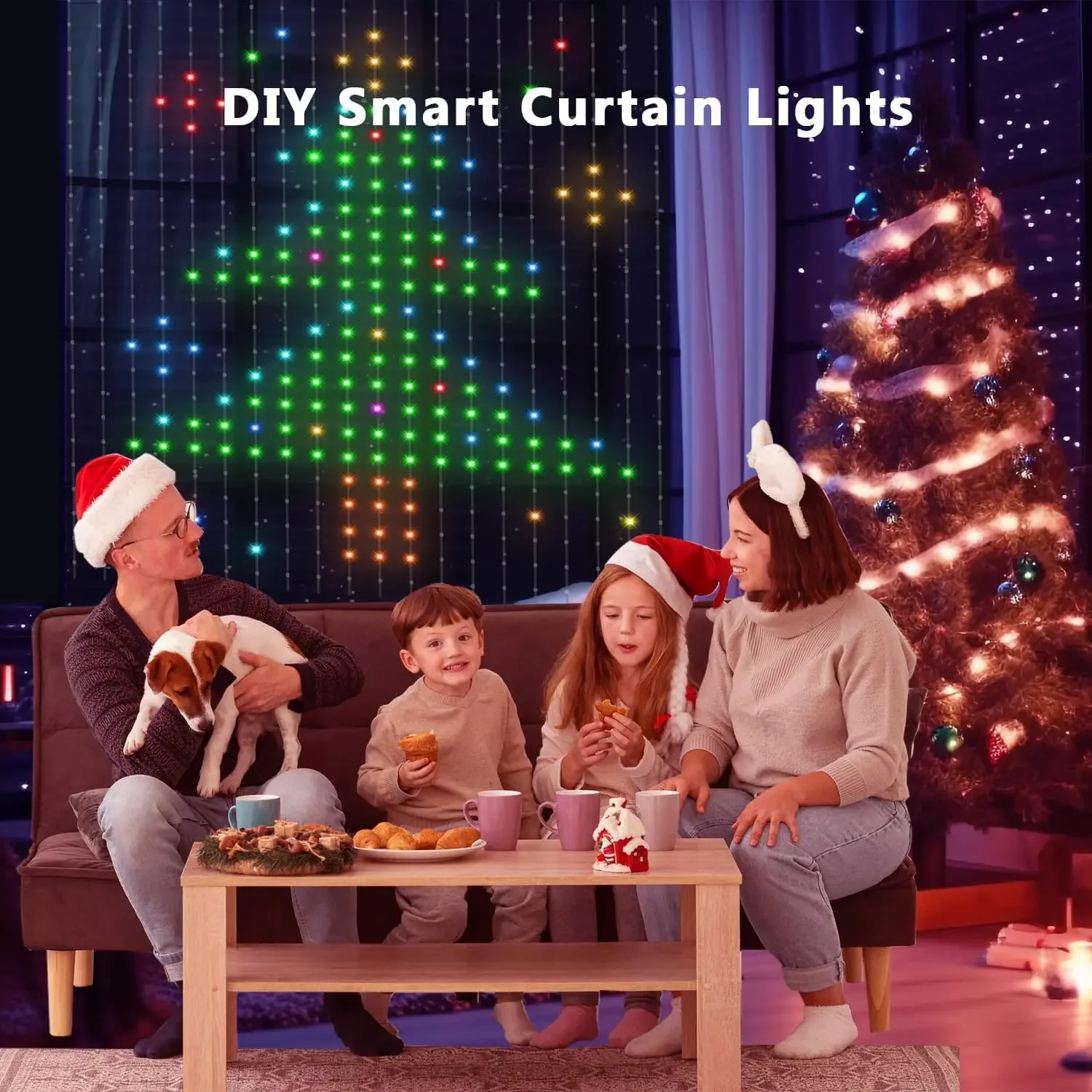 Smart LED Curtain Lights, 400 RGB LEDs Christmas Lights, Waterproof APP Control DIY Text String Lights for Bedroom Living Room