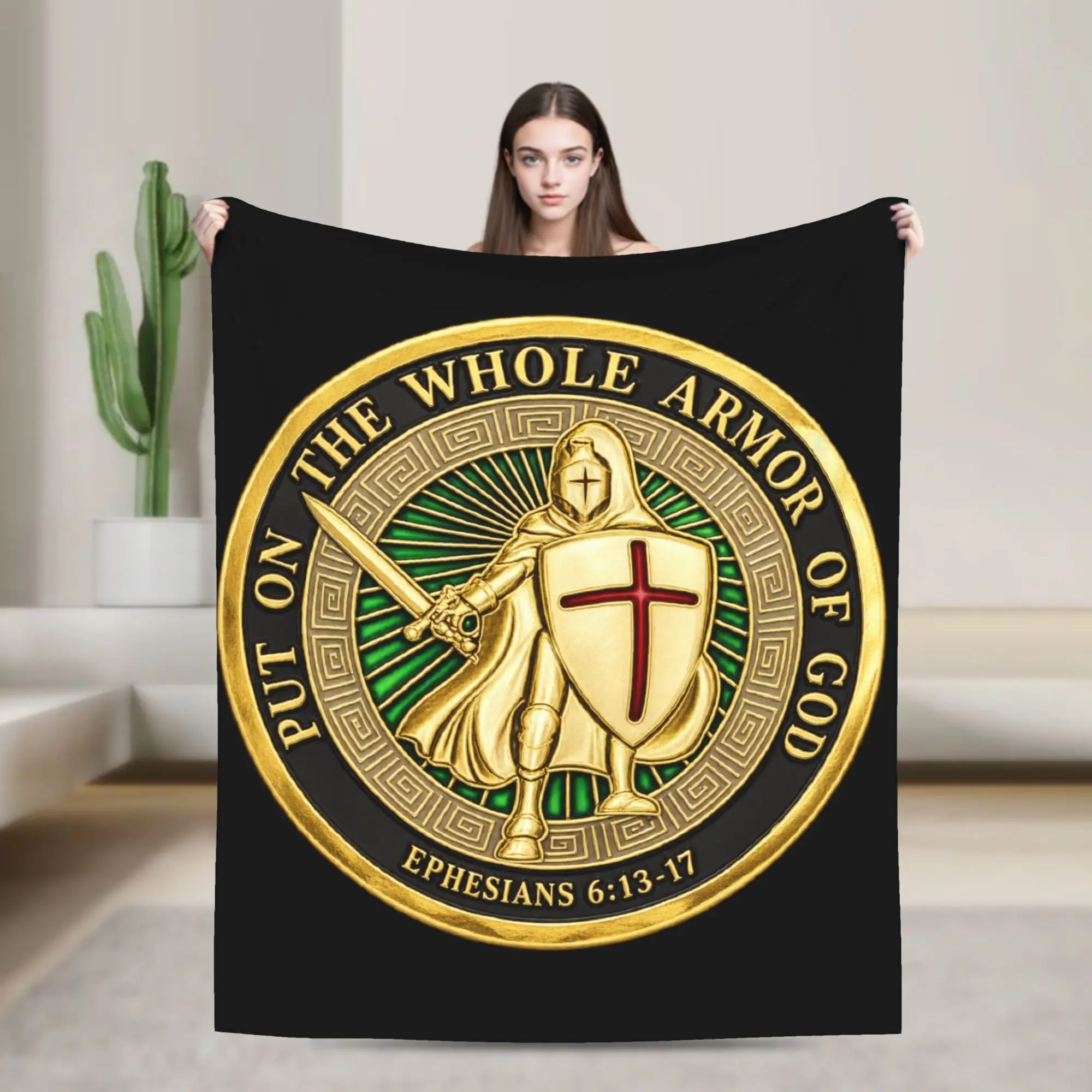 Put on The Whole Armor of God Super Warm Blanket  Girls Boys Plush Throw Blanket Funny Outdoor Flannel Bedspread Sofa Bed Cover