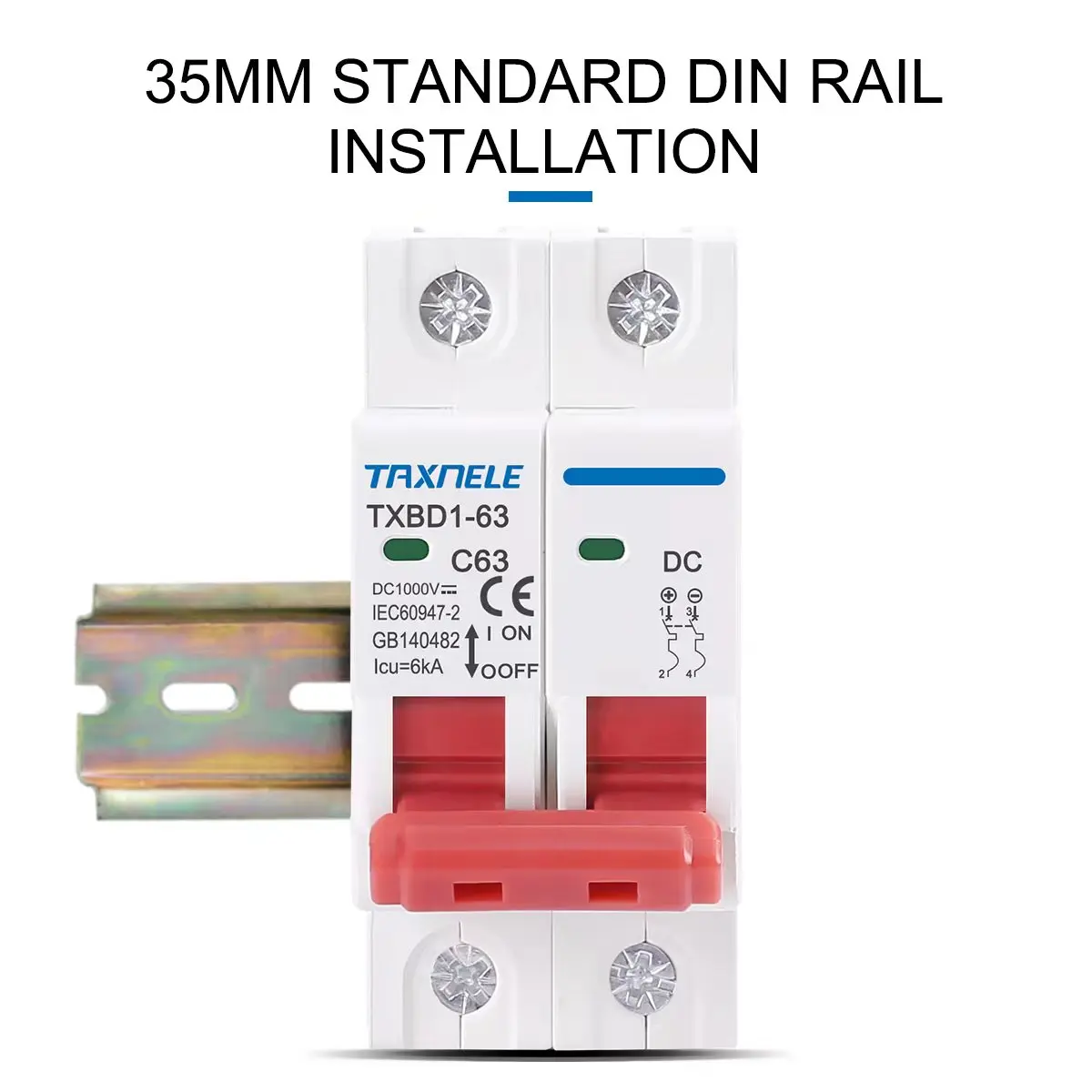 Interruttore batteria mini interruttore solare 2P DC 1000V 6A 10A 16A 20A 25A 32A 40A 50A 63A DC MCB per sistema fotovoltaico fotovoltaico