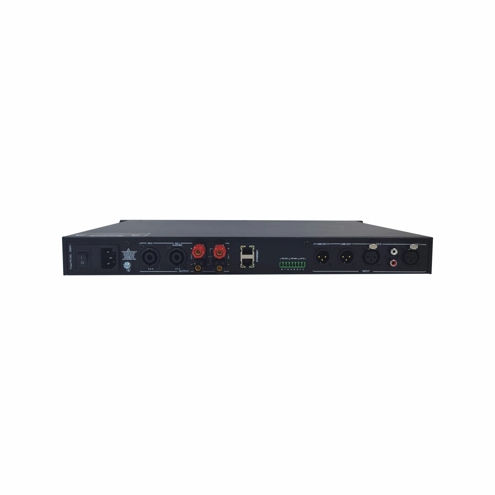 1U نظام العناوين العامة المثبت على الرف 2 * 500 واط فئة D خلاط مكبر للصوت مع DSP