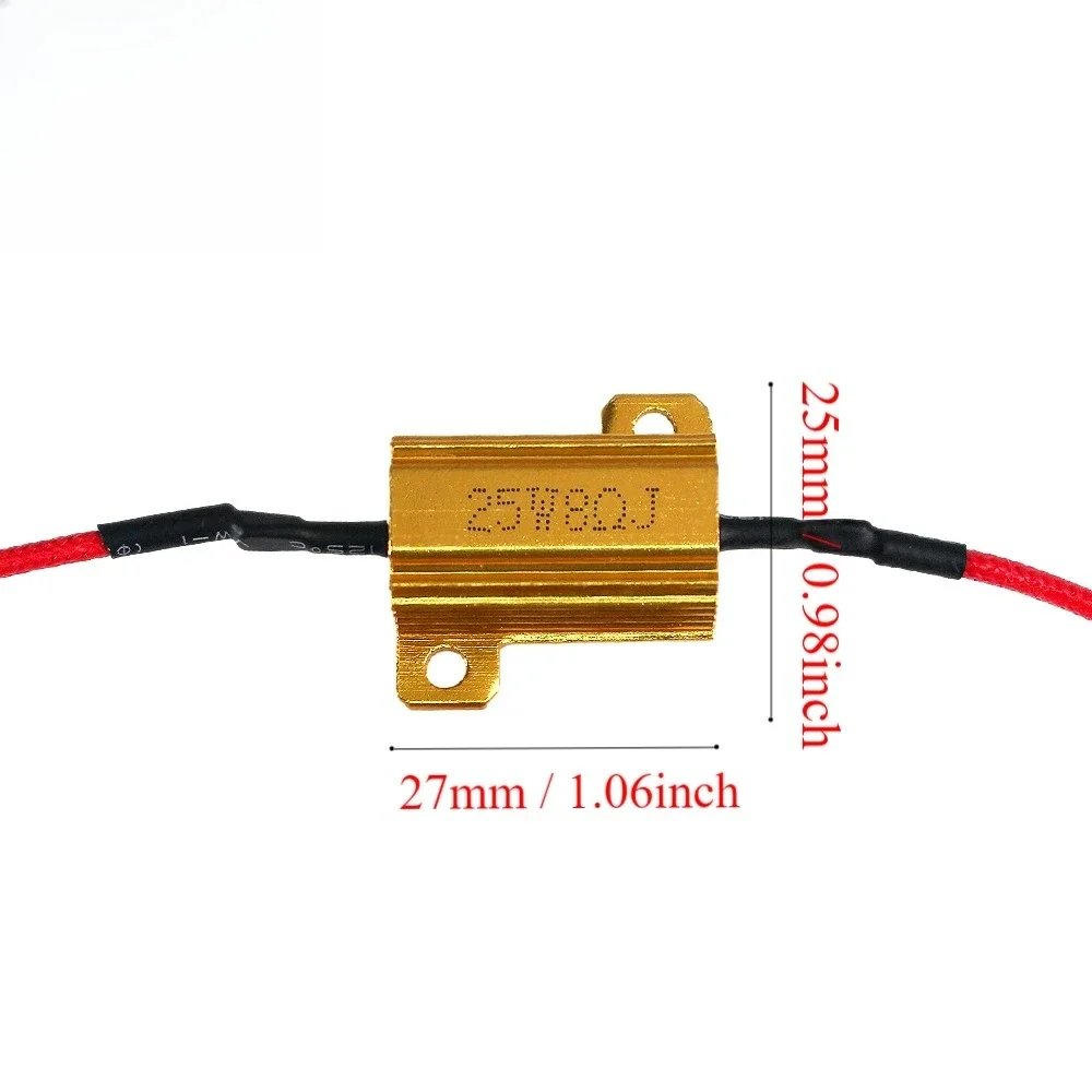 2 قطعة تحميل المقاوم 50 واط 6 أوم 25 واط 8 أوم Wirewound المقاوم غلاف من الألومنيوم مقاومات الطاقة لسيارة LED بدوره إشارات مصباح #2