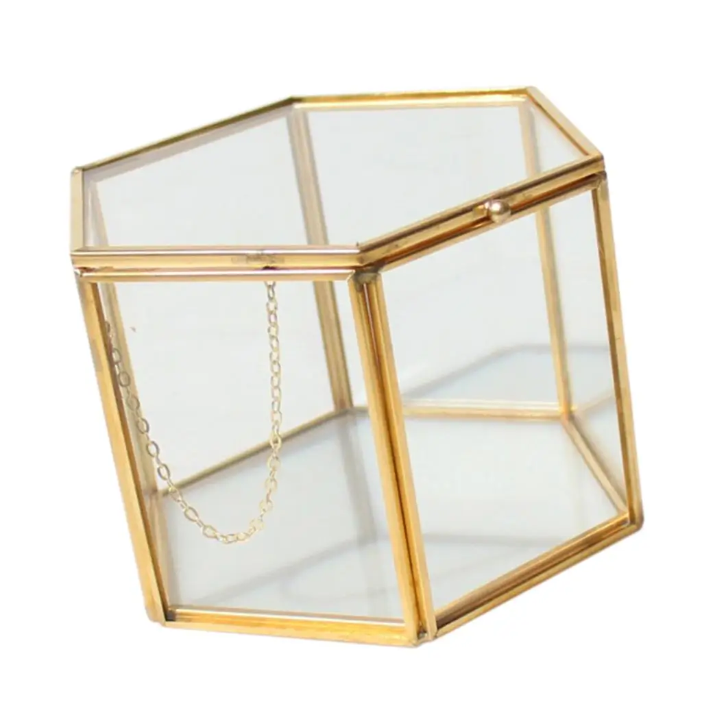 Glass Geometric Terrarium Succulent Plant Planter Hexagon Holder Jewelry Display Container for Wedding Decoration Events