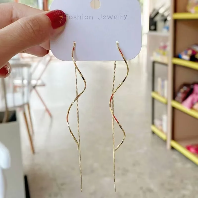 Simple Versatile Women Long Tassel Earrings With Fashionable Long Chain Design For Parties Weddings Gifts For Women