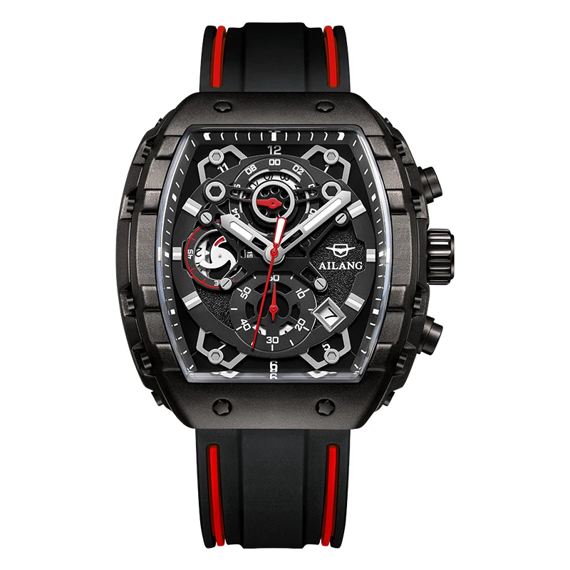 2026 Quartz Watch Square Hollow Case with Quartz Movement Luminous Calendar Display & Waterproof Matching Watch