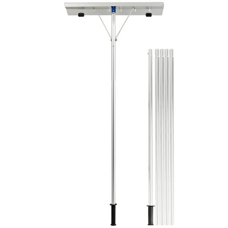 Roof snow scraper with two wheels push super long handle push roof snow rake
