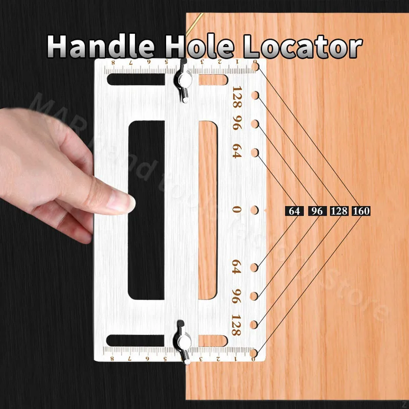 Gabarit de localisation de trou de poignée pour porte d'armoire, ensemble de guides centraux, travail de calcul de la masse, perceuse de travail, installation du bouton
