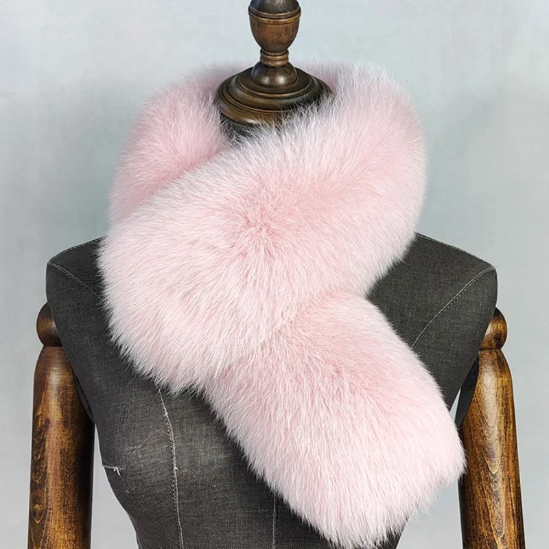 Fur Collar Women Winter Real Fox Fur Collar Neck Warmer Scarves Female Furry Fur Collar For Winter Coat Thick Fur Scarves Shawl