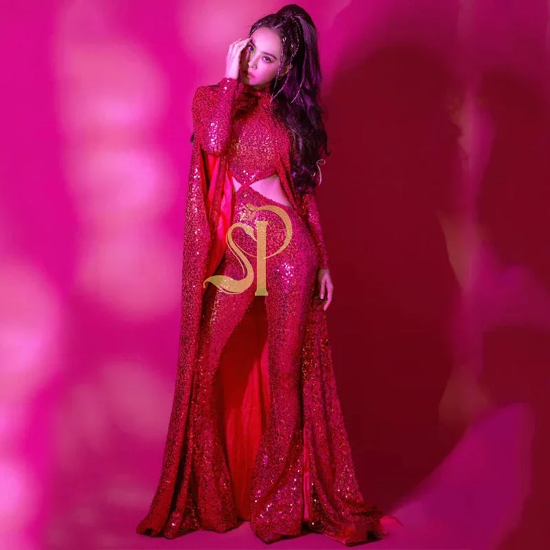 جديد إمرأة المغني الجاز أزياء رقص مثير انقطاع الترتر بذلة عباءة مجموعة Ds Dj مرحلة الأداء وتتسابق كلوبوير