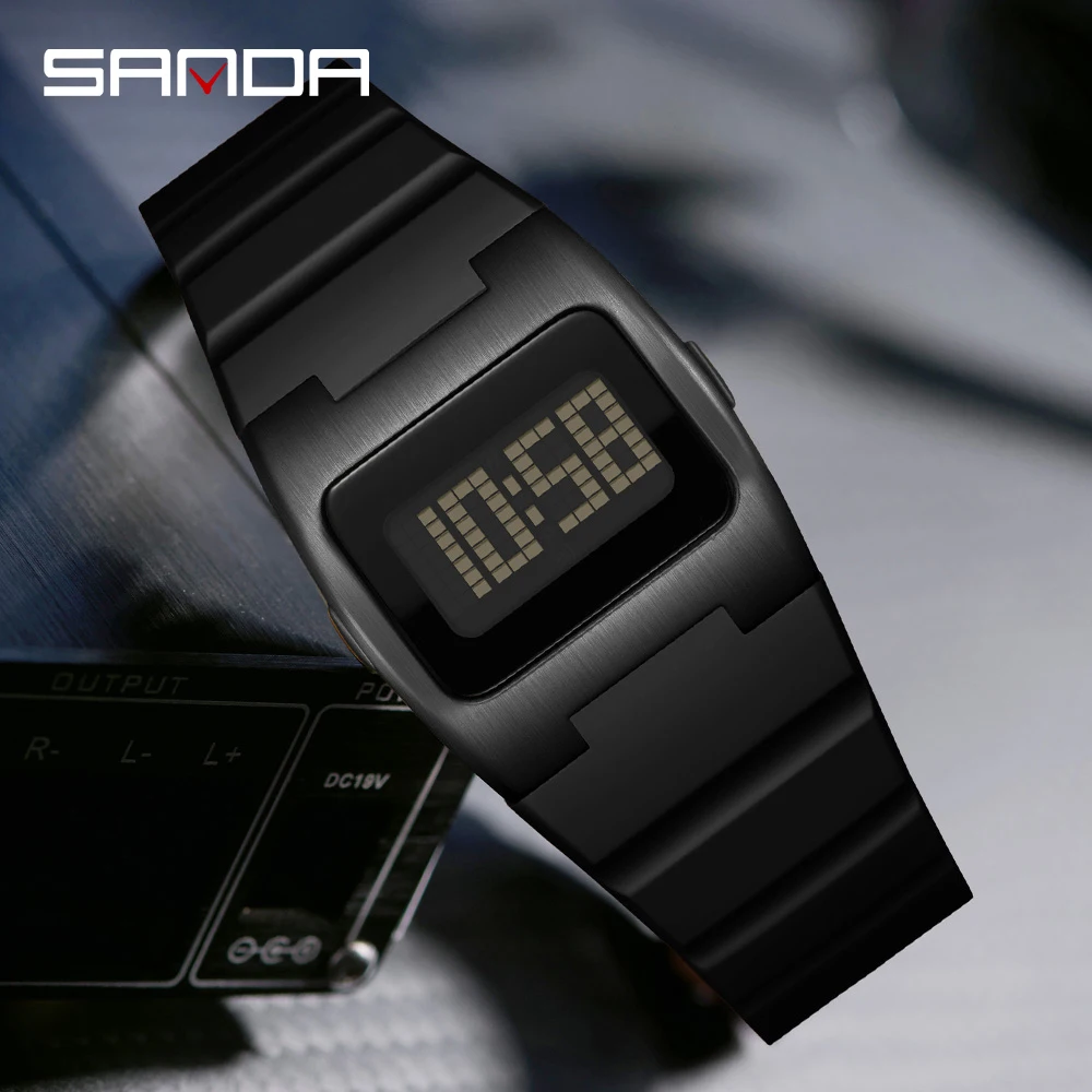 SANDA New Men's Digital Multifunctional Night Light Timer Calendar Outdoor Sports Waterproof Student Electronic Watch Reloj 2214