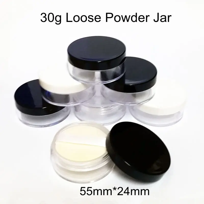 

50pcs/Pack 30g/30ml Empty Loose Powder Jar with Sifter Puff Cosmetic Plastic Powder Compact Refillable Makeup Case Travel Bottle