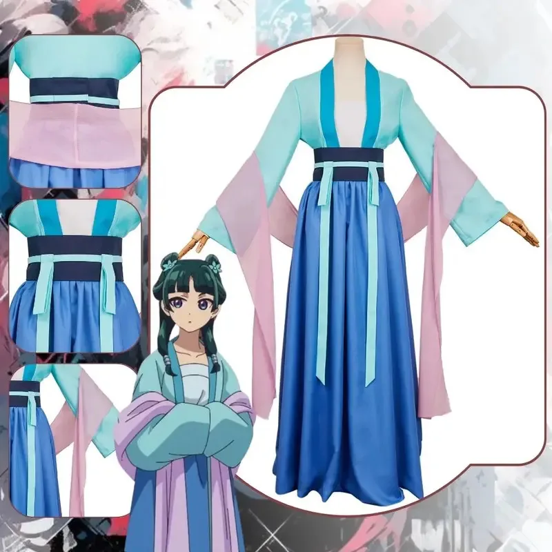 Maomao 코스프레 의상 애니메이션 약사 일기 Hanfu 의상 변장 드레스 롤 플레잉 복장 할로윈 카니발 슈트 dfdl;452