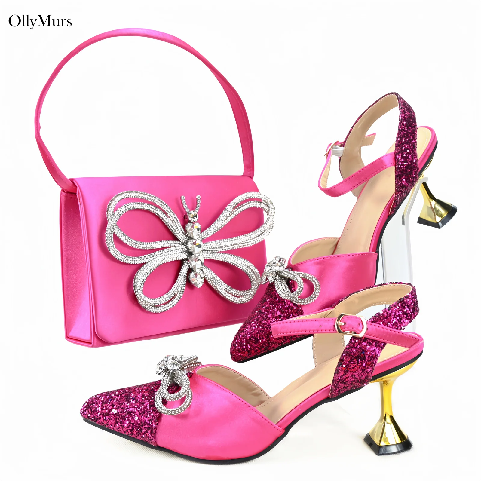 

Лидер продаж, элегантные сандалии на высоком каблуке, обувь и сумка в тон, комплект женской обуви и сумки в африканском стиле со стразами для вечеринки