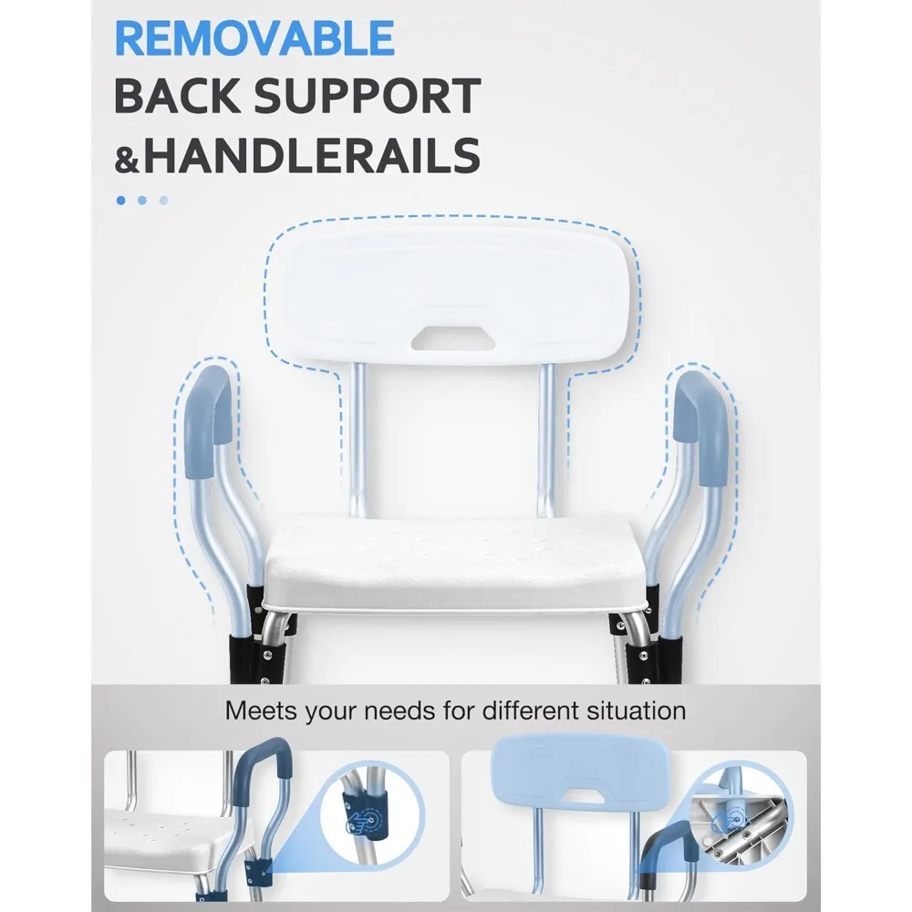 Inside Shower - Heavy Duty Shower Seat with Back -  for Bathtub with Arms for Handicap - Seats for Elderly -for Bathtub, 796C