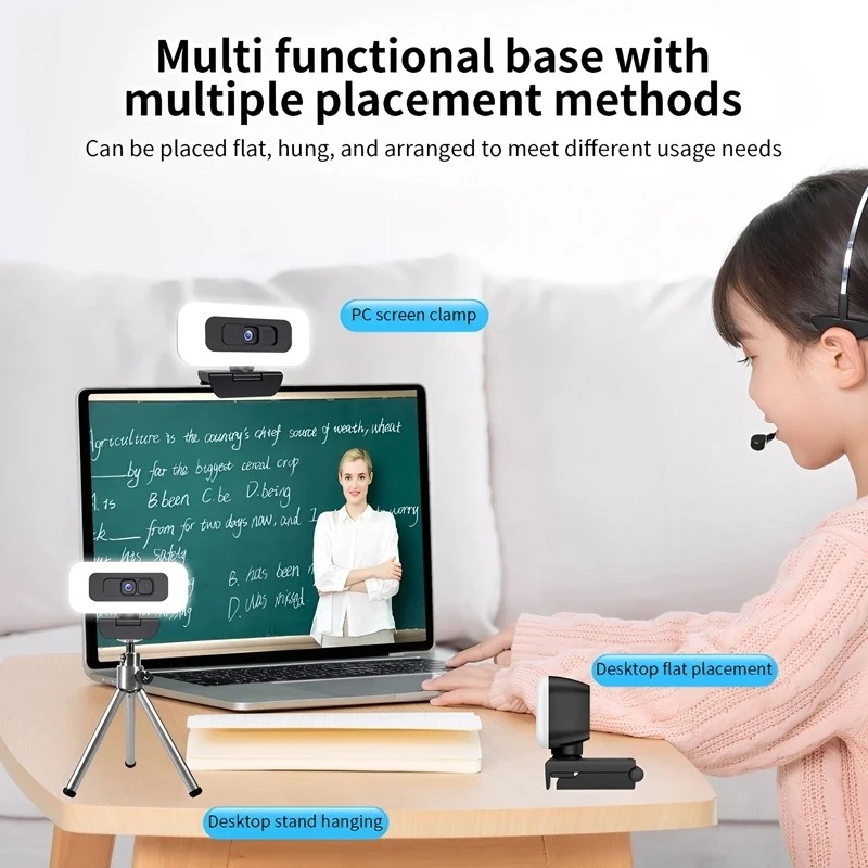 كاميرا ويب Xiaomi المحمولة عالية الدقة 2K 4K للكمبيوتر المحمول والتركيز التلقائي كاميرا ويب البث المباشر مع ميكروفون البث المباشر مع الضوء