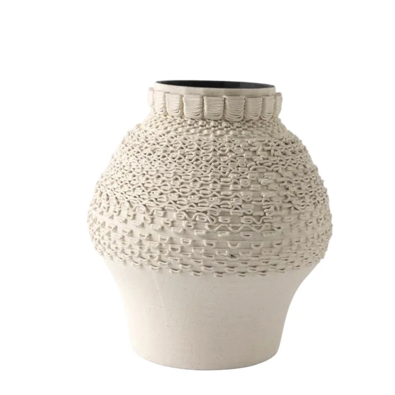 Creased 3D printing ceramic vase model room desktop high-end dry flower arrangement soft ornament