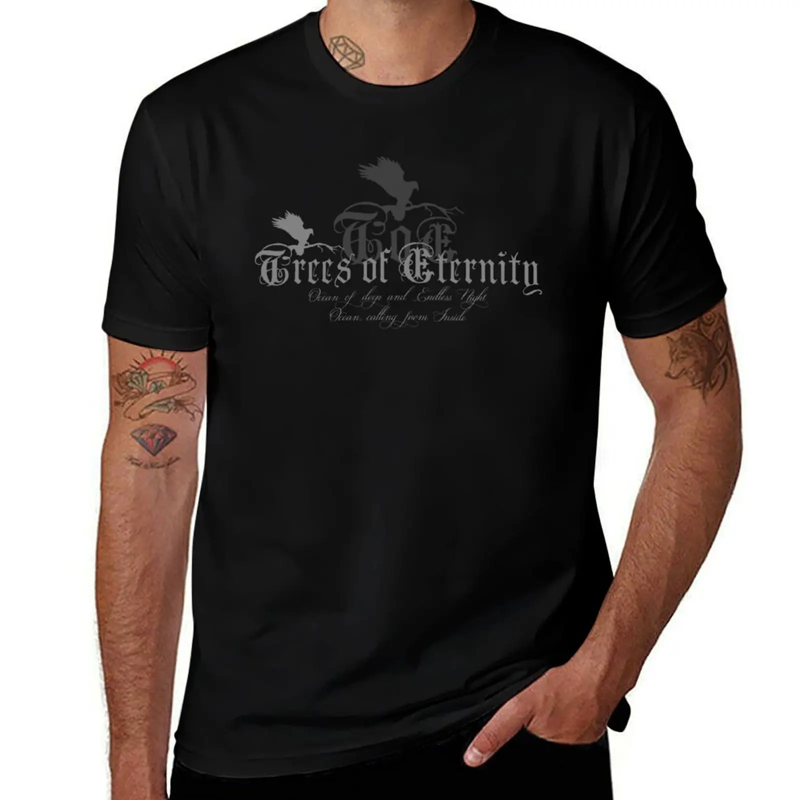 Camiseta Trees of Eternity Black Ocean tops pretos anime nova edição camisetas para homens pacote