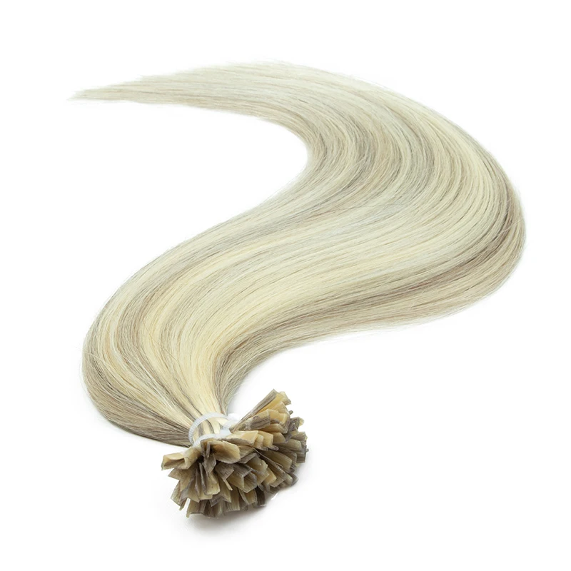 Estensioni dei capelli con punta K Capelli umani Cheratina Estensione dei capelli a fusione calda Diritta naturale Italia Macchina alla cheratina Remy Punta K da 12-24 pollici