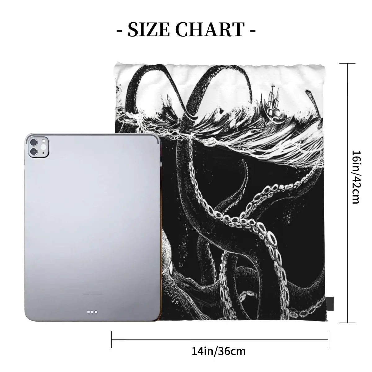 Kraken Rules The Sea Backpacks Casual Portable Drawstring Bags Drawstring Bundle Pocket Sports Bag Book Bags Man Woman Students