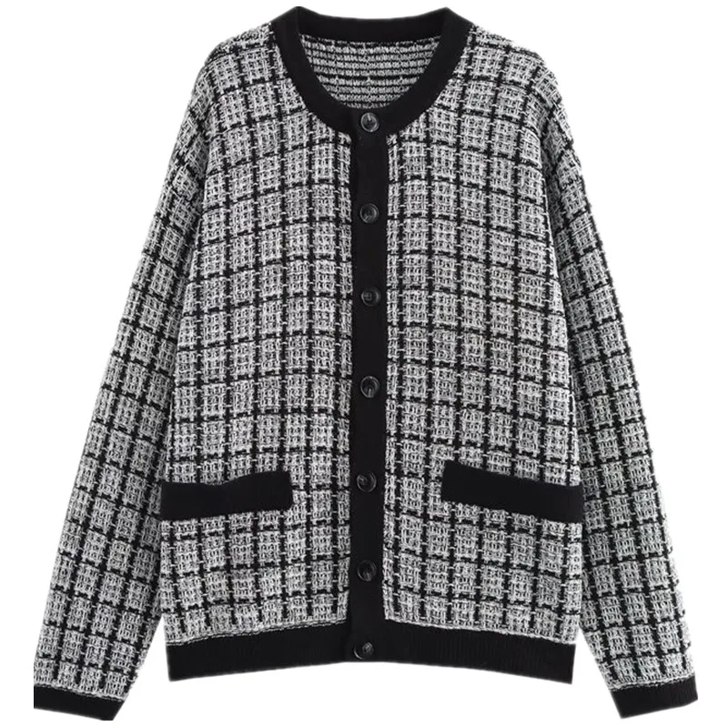 Spring 2025 Women's Long Sve round Ne Straight Tube Cardigan Color Blo Open irt Commute Sle Regular Length