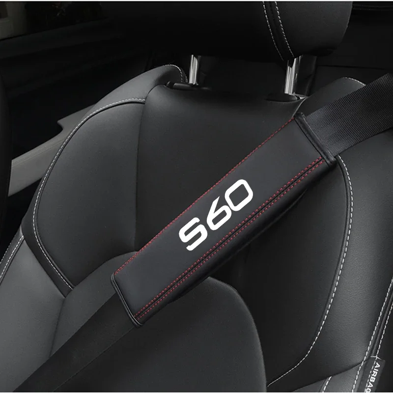 For Volvo S40 S60 S80 S90 V40 V50 V60 V70 V90 1pc Cowhide Car Interior Seat Belt Protector Cover