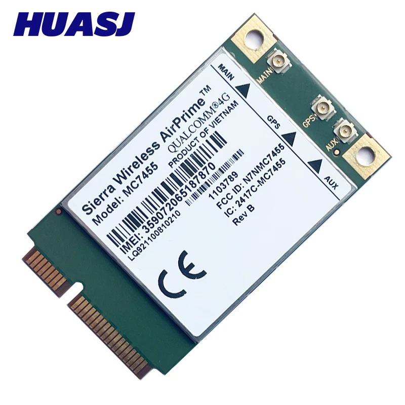HUASJ MC7455 FDD-LTE 4G カード Cat6 300M ミニ PCIe 4G モジュール ワイヤレス