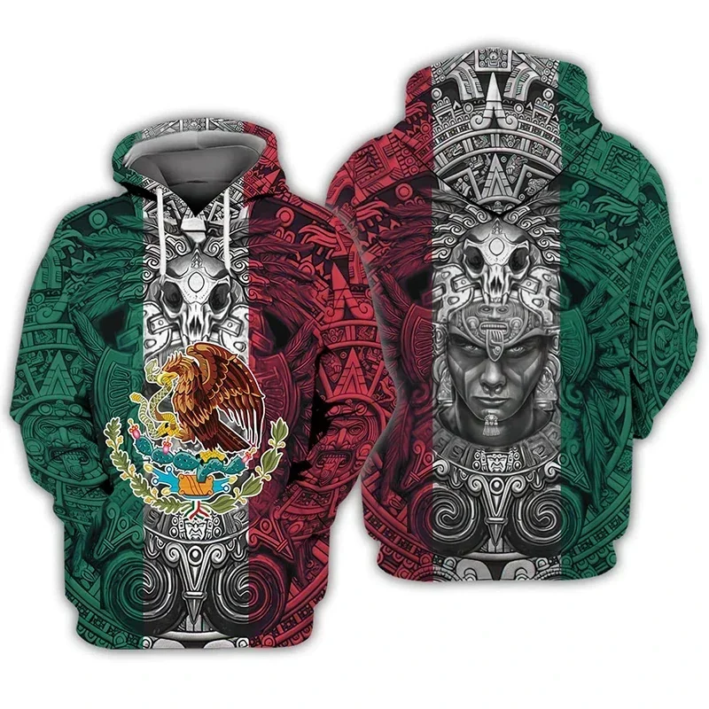 Mexico Hooded Fashion Mexican Flag Hoodies 3D Print Men Women Oversized Pullover Sweatshirts Streetwear Kids Tops Male Clothing