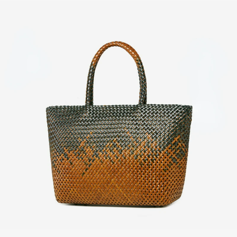 2023 Popular Beach Straw Hand Bags French Niche Design Handmade Cowhide Hand-woven Women\'s Bag Large Capacity Shoulder Bag