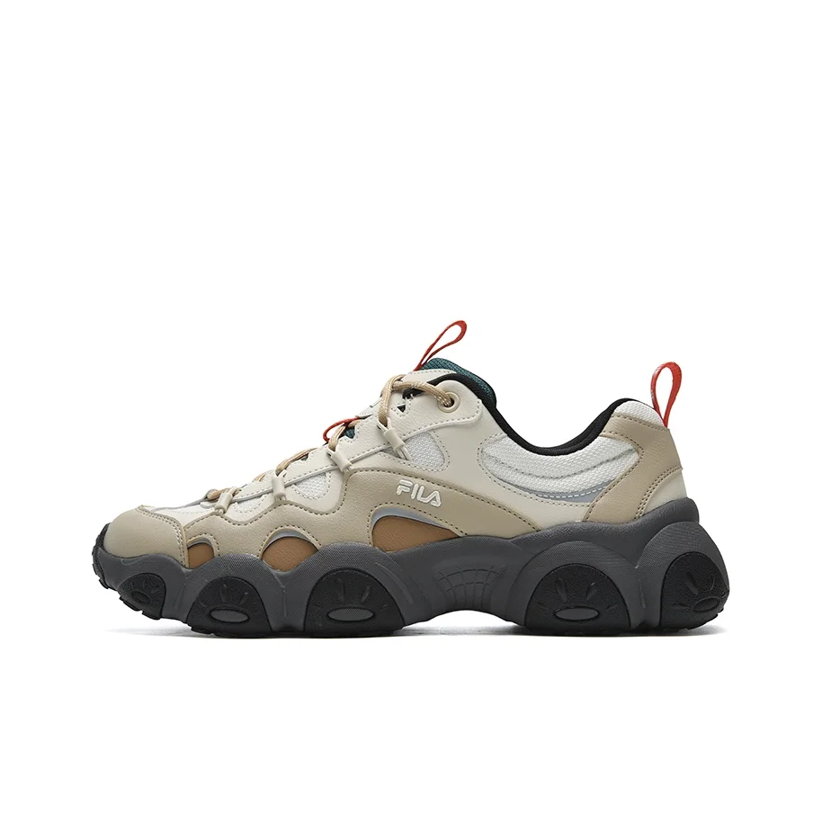 FILA FLUID 7 Cushioning Abrasion Resistant Lightweight Height Increasing Low top Chunky Sneakers Men's White Brown F12M612103FAS