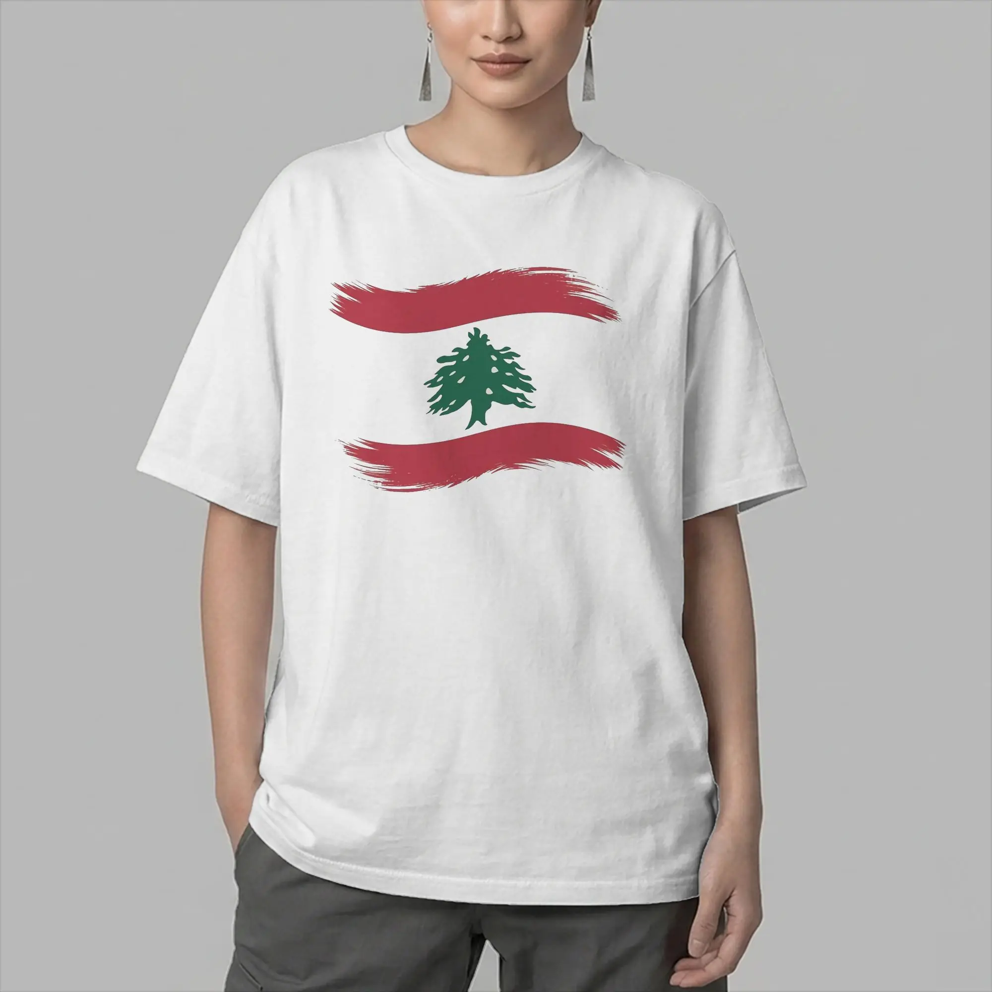Fashion Lebanon Flag T-Shirts for Men Crew Neck Pure Cotton T Shirt  Short Sleeve Tee Shirt Graphic Clothes