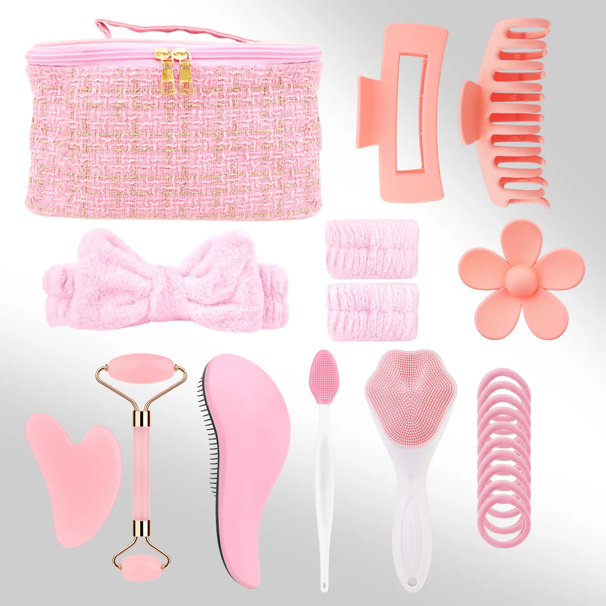 مجموعة تدليك لتنظيف ربطات الشعر مكونة من 22 قطعة، مناسبة للعناية اليومية بالبشرة وتدليك الوجه وارتداء إكسسوارات الشعر. #1