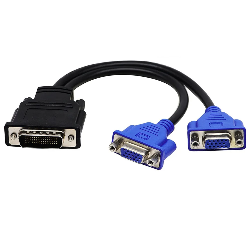 DMS-59 Pin Male to 2 VGA Female Splitter Video Cable Adapter for Computer Video Card 59Pin DVI to Dual VGA 25cm