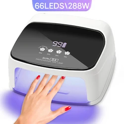 288W Professional Rechargeable Nail UV LED Lamp Dryer HD Display Smart Wireless Nail Drying Lamp for Fast Dry Curing Polish Gel
