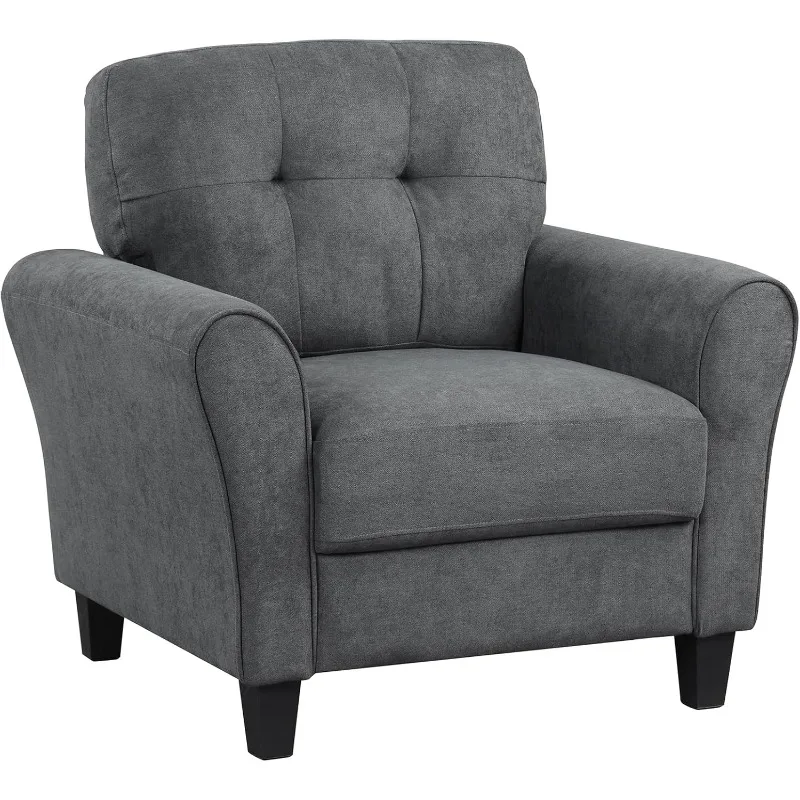 Modern Mid-Century Accent Chair-Linen，with Tufted Back,7