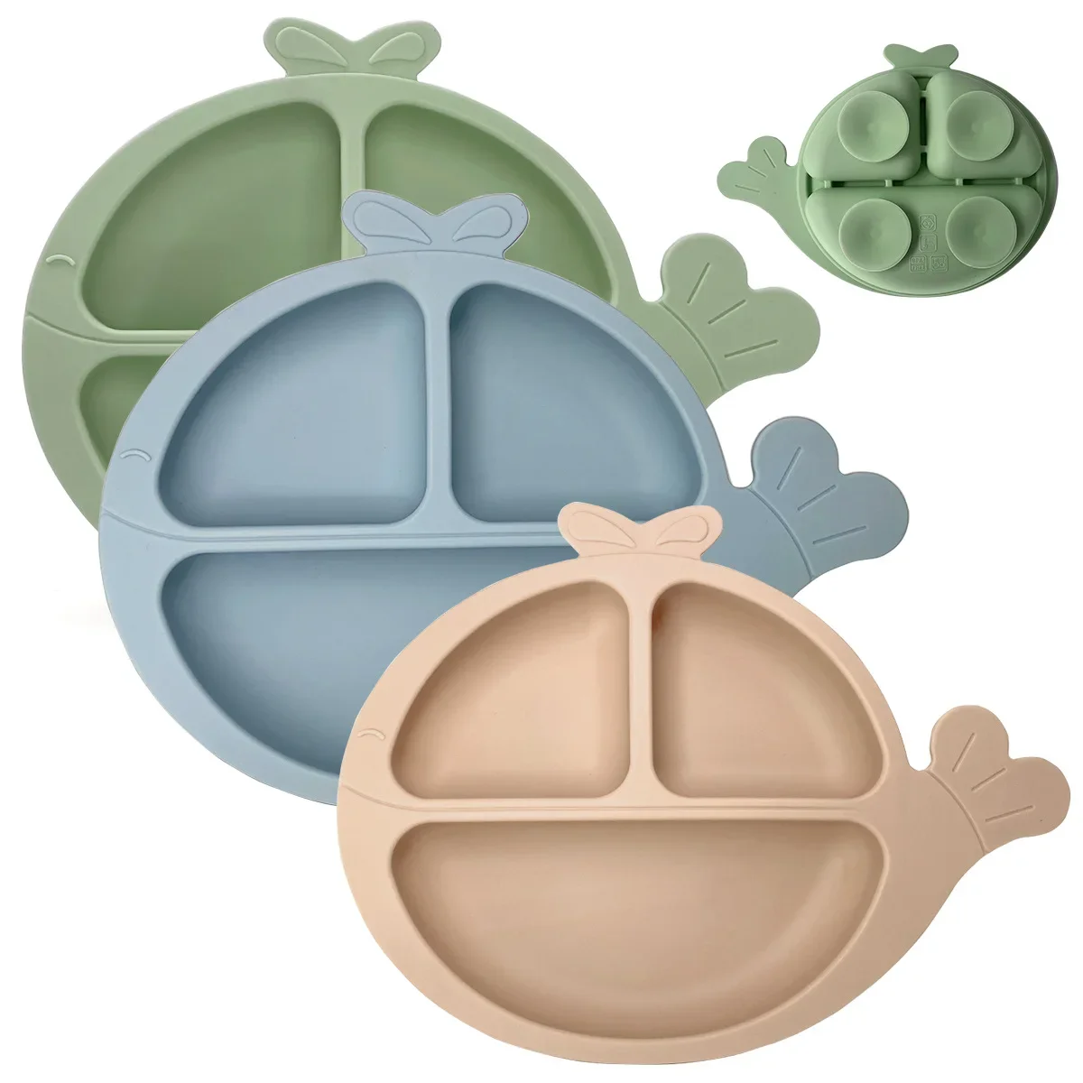 Baby fruit silicone plate easy to clean plate Baby silicone plate Baby food bowl Whale suction cup