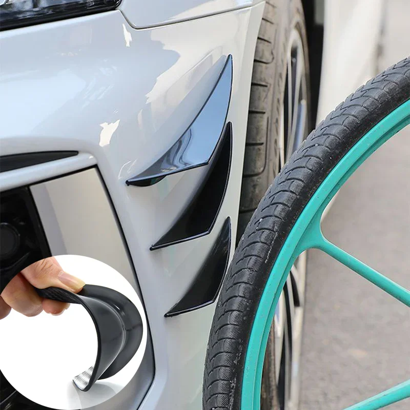 6PCS Universal Rubber Car Front Bumper Lip Protector Rear Diffuser Carbon Fiber Spoiler Splitter Wing Protection Guard Stickers