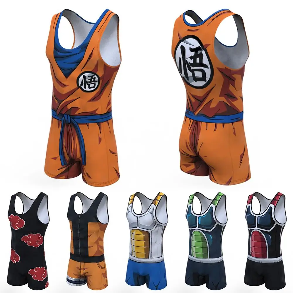 Casual Vegeta Goku Cosplay One Piece Sleeveless Jumpsuit Playsuit Casual Men One Piece Top Tank Shirt plus size Best Gift