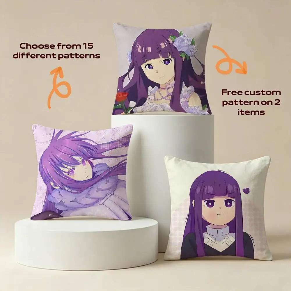 F-Fern-chan Anime F-Frieren Square Sofa Pillow Cover Solid Color Living Room Home Decor Cushion Case