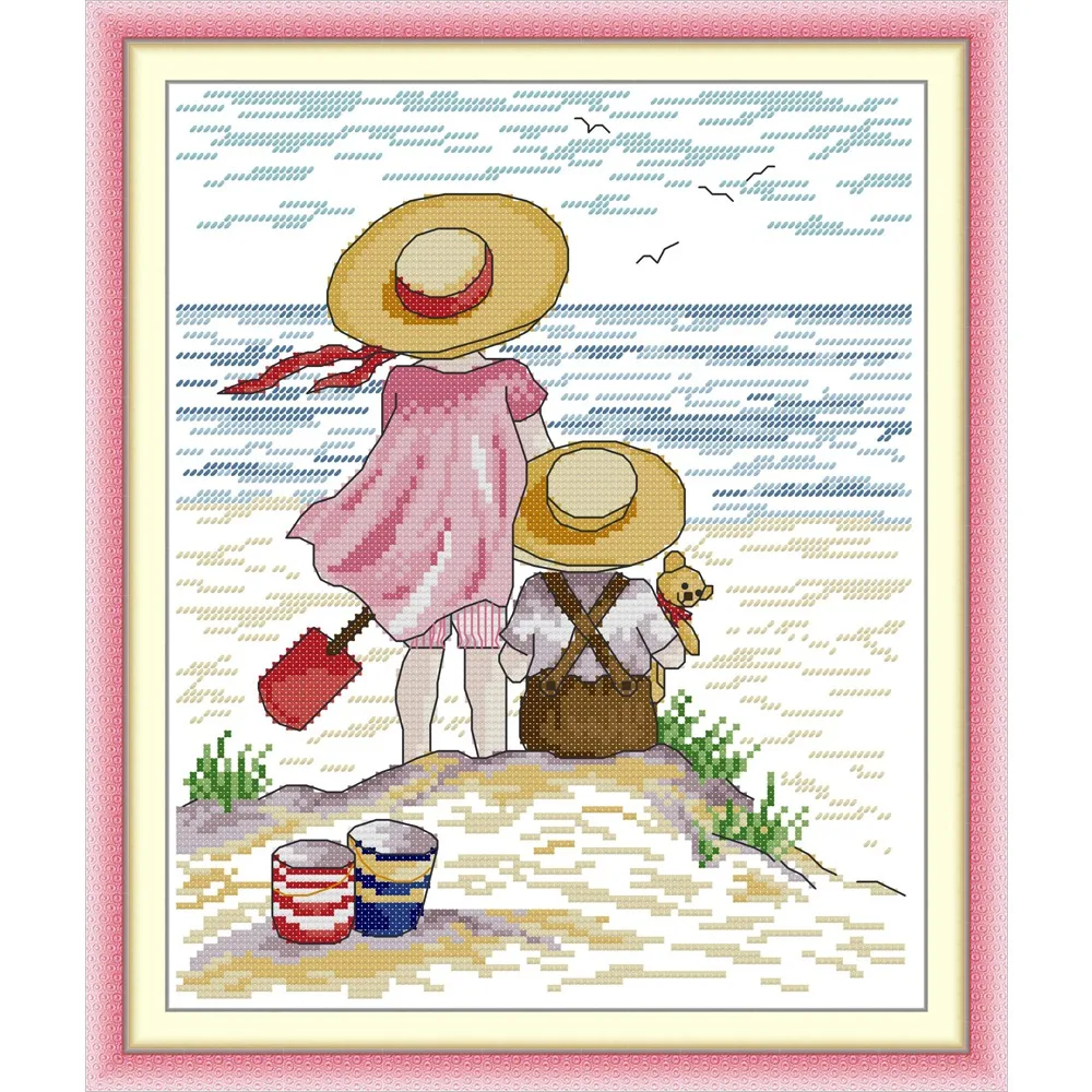 

Joy Sunday New Stamped Cross Stitch Ki,11CT/14CT/16CTDIY Easy Pattern Aida Fabric Embroidery Set-Gaze Across The Strait