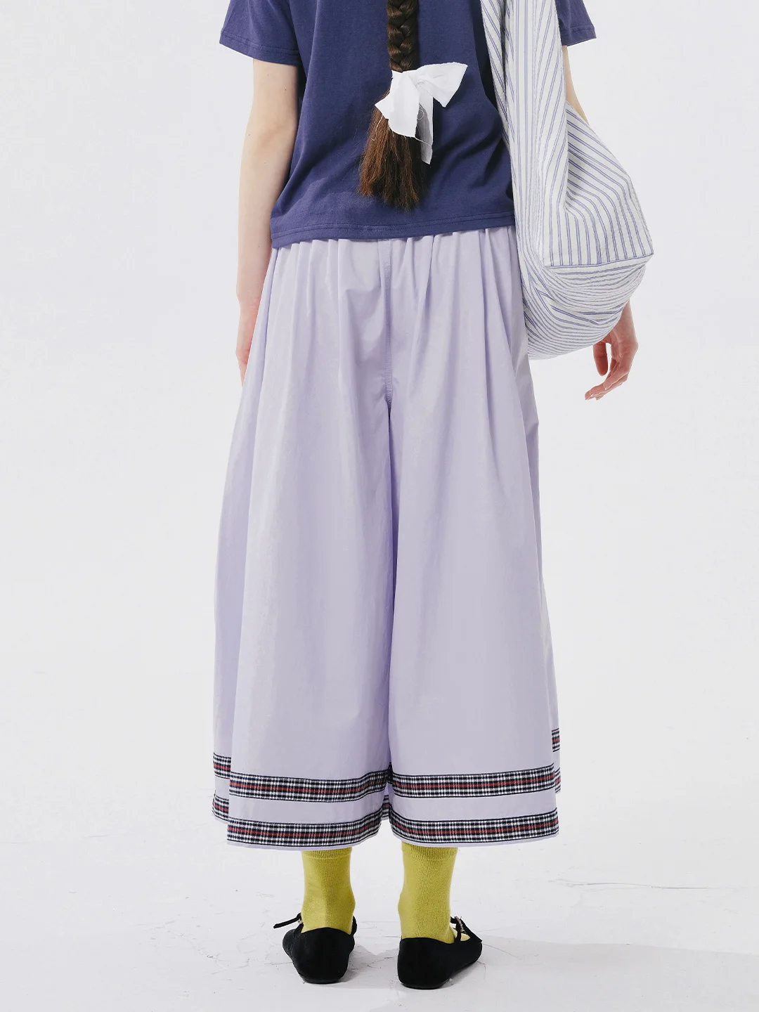 IMAKOKONI-pantalones holgados de pierna ancha para mujer, pantalón morado con bolsillo y cintura elástica, diseño original, 244541