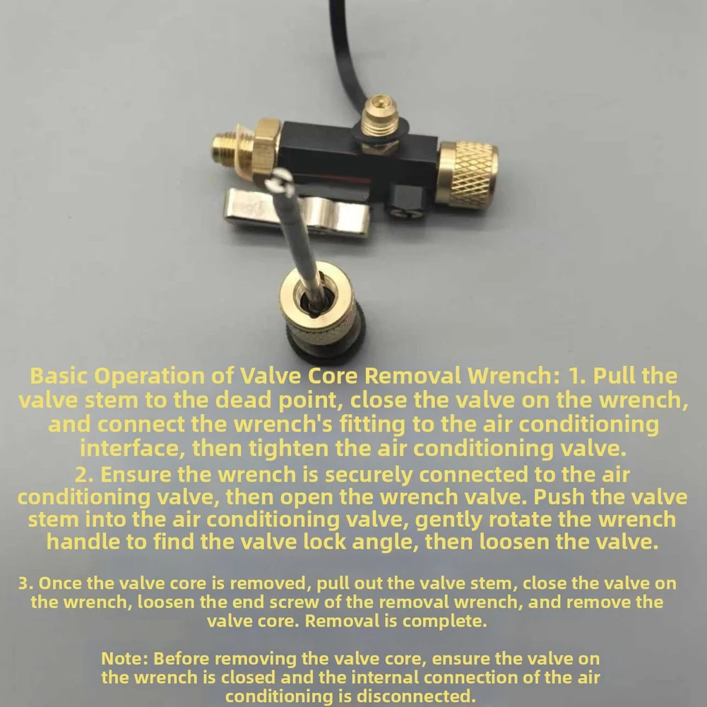 Copper Alloy HVAC Valve Core Remover Tool for R22 Dual Valve Configuration with Visual Sight Glass Magnetic Operation