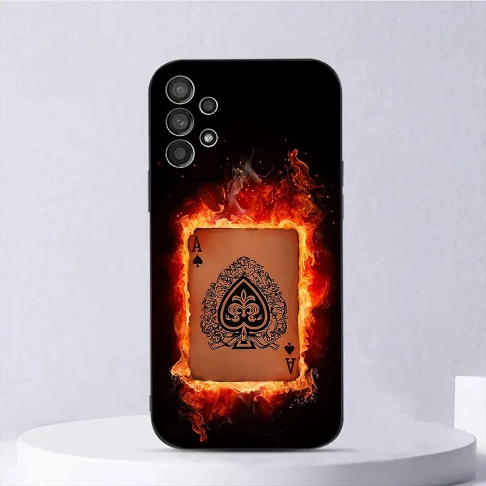 Spades Poker Play Cards Ace Art Phone Case For Samsung Galaxy A13,A21s,A22,A31,A32,A52,A53,A71,A80,A91 Soft Black Shell