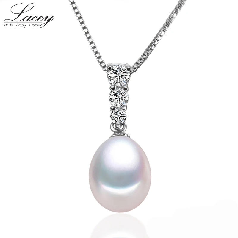 White Natural Freshwater Pearl Pendant Necklace For Women 925 Sterling Silver Real Pearl Pendant Mother Present