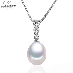 White Natural Freshwater Pearl Pendant Necklace For Women 925 Sterling Silver Real Pearl Pendant Mother Present