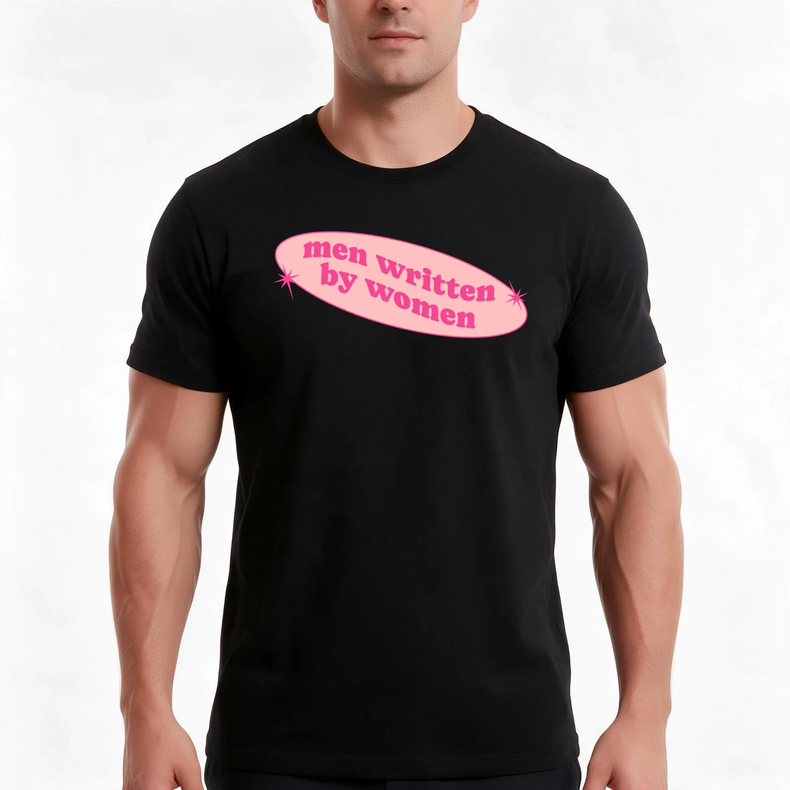 men written by women, pink T-Shirt, Summer Casual Cotton Tee, Oversized Streetwear Tops, Vintage Graphic Print, Unisex Men Women