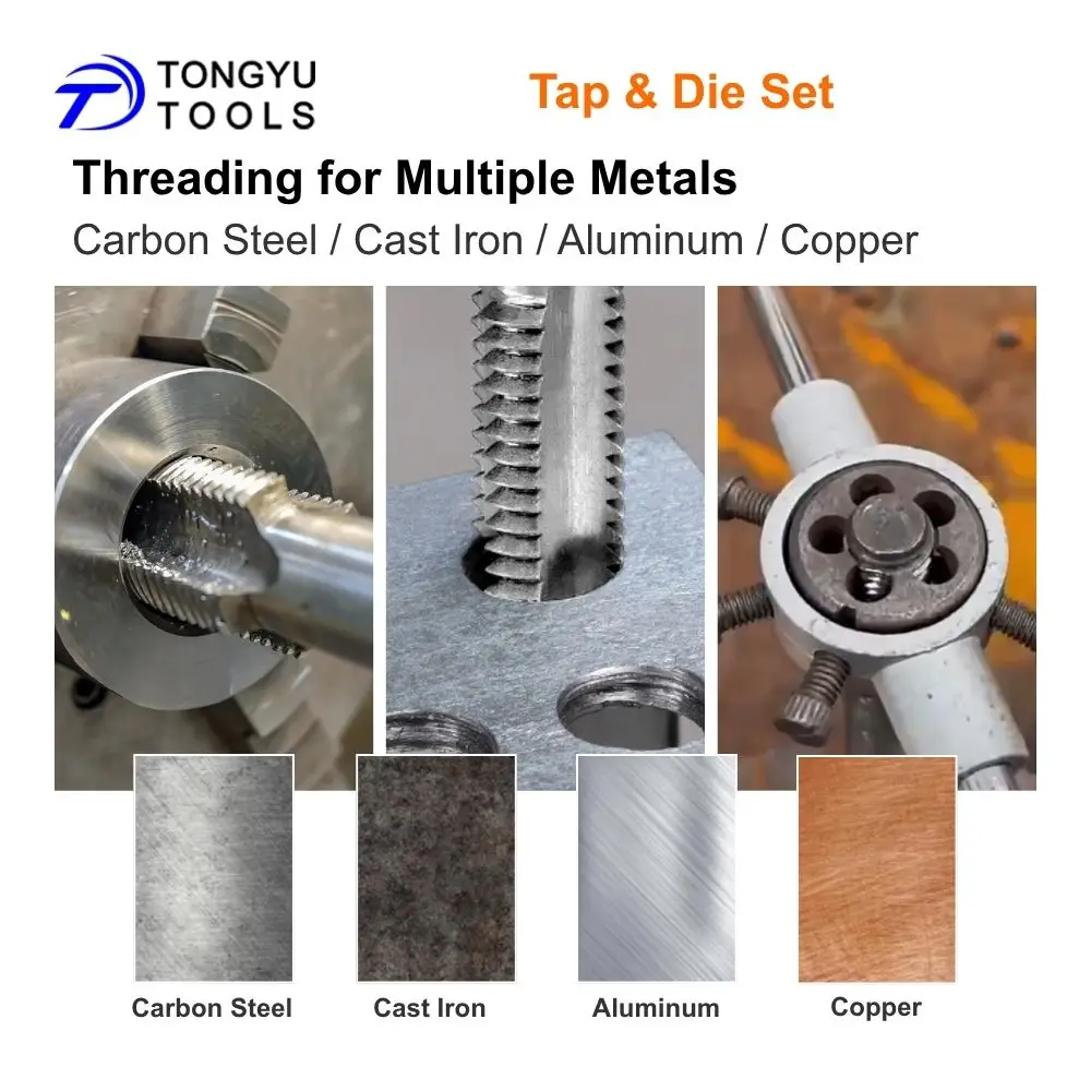 12Pcs Metric Tap and Die Set M6-M12 Thread Repair Rethreading Tool Kit with Tap Wrench Die Stock
