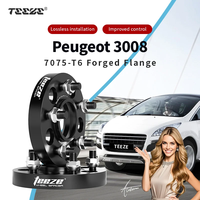 

Teeze 2/4pcs 4x108 CB 65.1 M12x1.25 Hub Centric Black Forged wheel spacer For 2009-2021 Peugeot 3008 Flange Plate 15/20/25/30mm