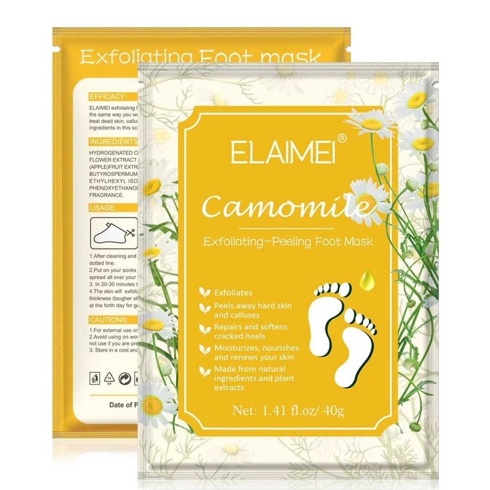 Mascarilla exfoliante de Aloe para pedicura, calcetines para Peeling de pies, hidratante, cuidado de la piel, eliminación de piel muerta, parche para pies, 1 bolsa = 2 piezas